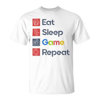 Eat Sleep Game Repeat Unisex T-Shirt | Favorety