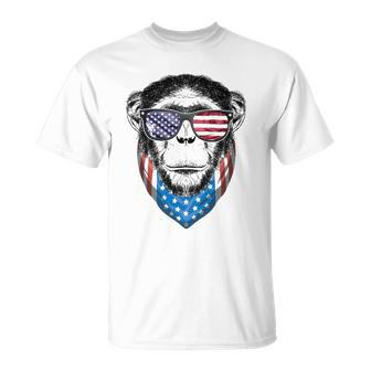 Fourth Of July Monkey American Flag July 4Th Chimpanzee Unisex T-Shirt | Mazezy