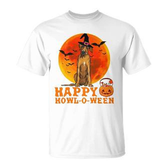 Funny Rhodesian Ridgeback Dog Halloween Happy Howl-O-Ween Unisex T-Shirt | Mazezy