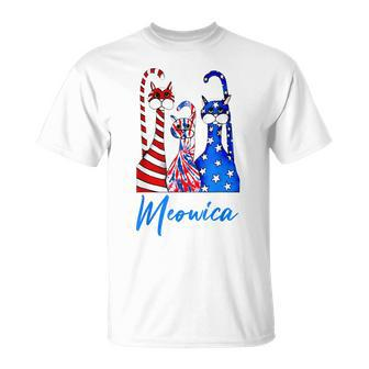 Funny Tie Dye Meowica 4Th Of July Cat Lovers Patriotic Unisex T-Shirt - Seseable