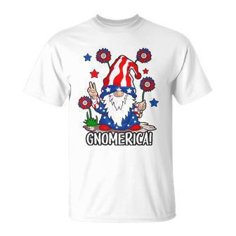 Gnomes 4Th Of July Women Gnomerica Girls American Flag Unisex T-Shirt | Mazezy