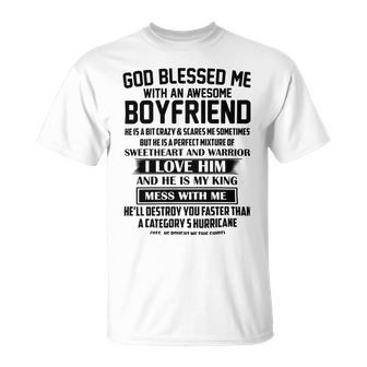 God Blessed Me With An Awesome Boyfriend Unisex T-Shirt | Favorety