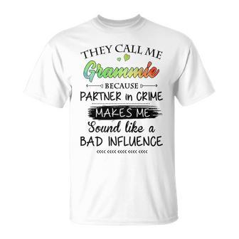 Grammie Grandma They Call Me Grammie Because Partner In Crime T-Shirt - Seseable