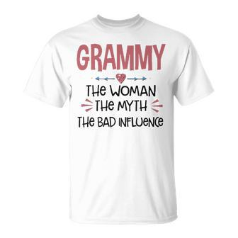 Grammy Grandma Grammy The Woman The Myth The Bad Influence T-Shirt - Seseable