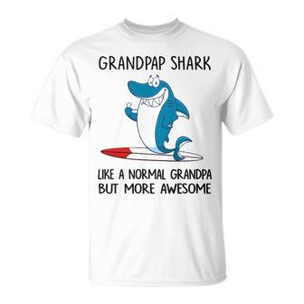 Grandpap Grandpa Grandpap Shark Like A Normal Grandpa But More Awesome T-Shirt - Seseable