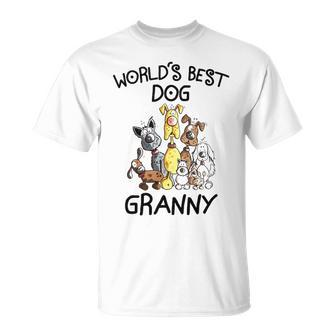 Granny Grandma Worlds Best Dog Granny T-Shirt - Seseable