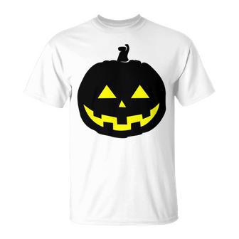 Happy Halloween Scary Black Pumpkin Pattern Unisex T-Shirt | Favorety