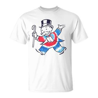 Hasbro Monopoly Fourth Of July Tie Dye Filled Monopoly Man Unisex T-Shirt | Mazezy