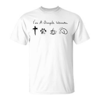 I Am A Simple Woman Jesus Dog Coffee Stethoscope Nurse Unisex T-Shirt | Mazezy