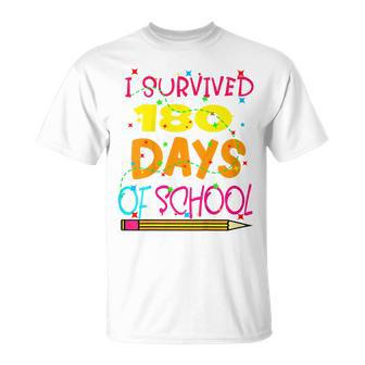 Kids Funny I Survived 180 Days Of School Last Day Of School Unisex T-Shirt - Seseable
