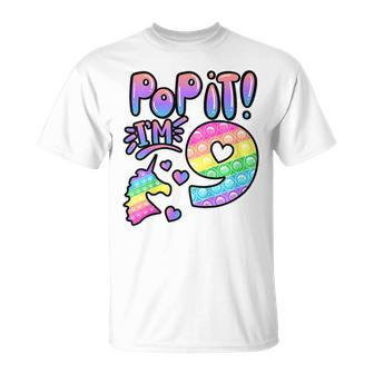 Kids Kids Pop It 9Th Birthday Girls Boys 9 Years Old Fidget V2 Unisex T-Shirt - Seseable