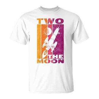 Kids Vintage Two The Moon 2 Year Old 2Nd Birthday Boys Girls Unisex T-Shirt - Seseable