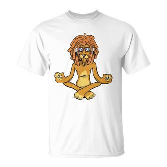 Lion Doing Meditation - Funny Yoga Unisex T-Shirt | Mazezy