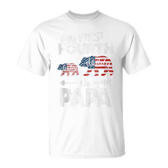 Mens 4Th Of July Gift For Papa Bear Dad Pregnancy Announcement Unisex T-Shirt - Seseable