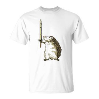 Mighty Hedgehog With Long Sword Unisex T-Shirt | Mazezy