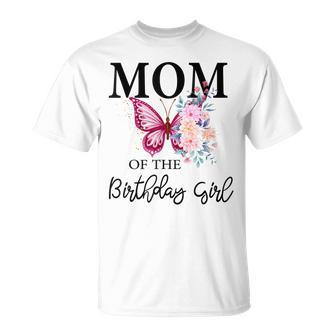 Mom 1St First Birthday Matching Family Butterfly Floral Unisex T-Shirt - Seseable