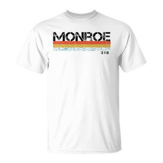 Monroe Louisiana Area Code 318 Vintage Stripes T-shirt - Thegiftio UK