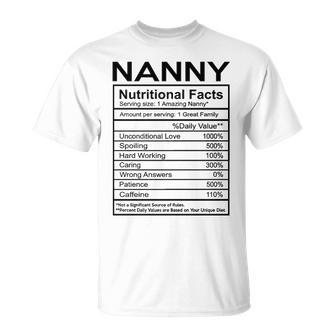 Nanny Grandma Nanny Nutritional Facts T-Shirt - Seseable