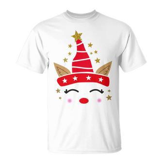 New Christmas Unicorn Face Santicorn Cute Unisex T-Shirt | Favorety CA