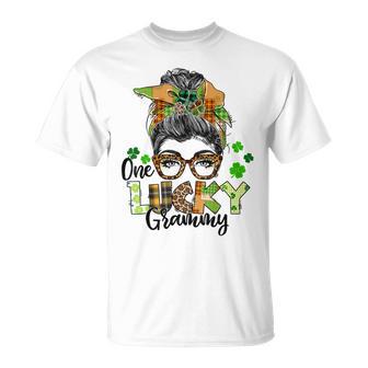 One Lucky Grammy Shamrock Plaid Leopard St Patricks Day Unisex T-Shirt | Favorety