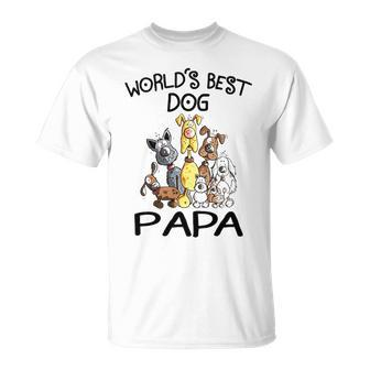 Papa Grandpa Worlds Best Dog Papa T-Shirt - Seseable