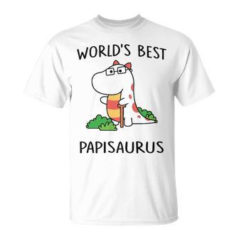 Papi Grandpa Worlds Best Papisaurus T-Shirt - Seseable
