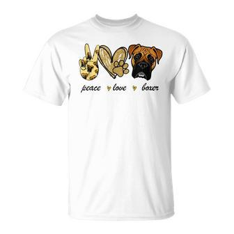 Peace Love Boxer Dog Boxer Dog Lover T-shirt - Thegiftio UK