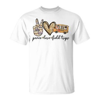 Peace Love Field Trips School Bus Field Trips Vibes T-shirt - Thegiftio UK