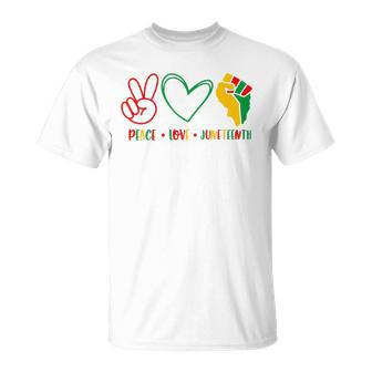 Peace Love Juneteenth Black Pride Freedom Independence Unisex T-Shirt | Mazezy