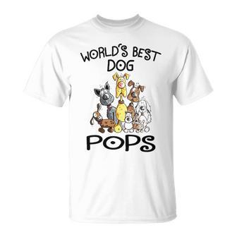 Pops Grandpa Worlds Best Dog Pops T-Shirt - Seseable