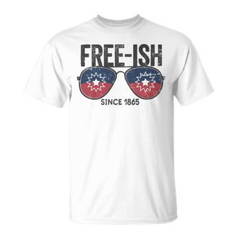 Premium Free-Ish Juneteenth Celebrate Black Freedom Free-Ish 1865 Messy Bun Afro Mom Unisex T-Shirt | Favorety