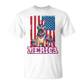 Pug Dad Mom 4Th Of July American Flag Merica Dog Unisex T-Shirt - Seseable