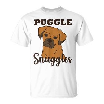 Puggle Dog Snuggles Funny Cute Pug Beagle Mom Dad Unisex T-Shirt | Favorety