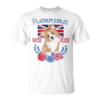 Queens Platinum Jubilee 2022 British Monarch Queen Corgi Unisex T-Shirt | Mazezy