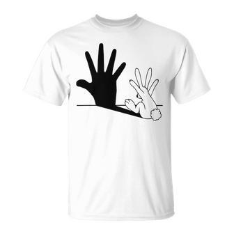 Rabbit Hand Shadow Unisex T-Shirt | Favorety