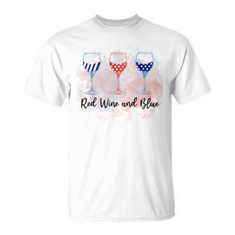 Red Wine Blue 4Th Of July Wine Red White Blue Wine Glasses Unisex T-Shirt | Favorety CA