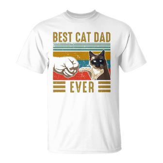 Retro Vintage Best Cat Dad Ever Fathers Day Siamese Cat Unisex T-Shirt | Mazezy