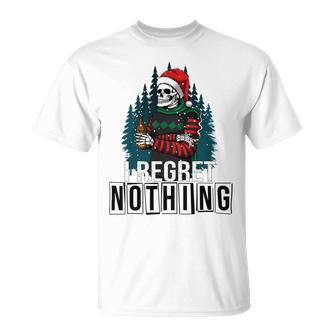 Skeleton Santa I Regret Nothing Christmas Unisex T-Shirt | Favorety UK