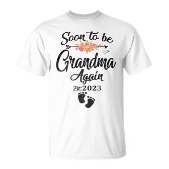 Soon To Be Grandma Again 2023 Promoted To New Grandma T-shirt - Thegiftio UK
