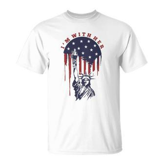 Im With Her Statue Of Liberty 4Th Of July T-shirt - Thegiftio UK