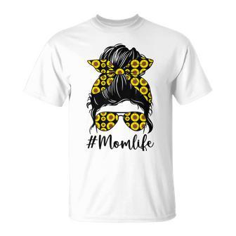 Sunflowers Mom Life Messy Bun Hair Sunglasses Mothers Day Unisex T-Shirt | Favorety DE