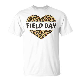 Teachers Field Day Leopard Heart Last Day Of School Kids Men Unisex T-Shirt - Seseable