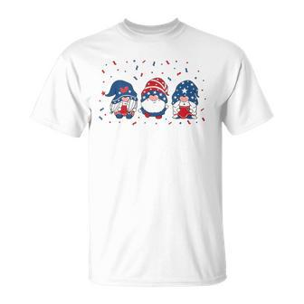 Three Gnomes Celebrating Independence Usa Day 4Th Of July Unisex T-Shirt | Mazezy