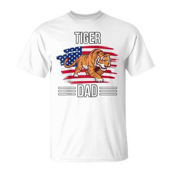 Tiger Us Flag 4Th Of July Fathers Day Tiger Dad Unisex T-Shirt - Seseable