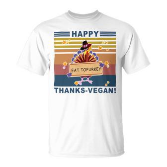 Turkey Happy Thanks Vegan Turkey Vintage Retro Unisex T-Shirt | Favorety