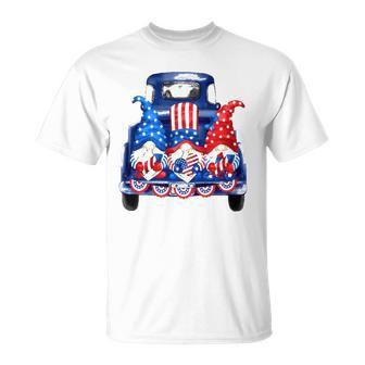 Usa Patriotic Gnomes With American Flag Hats Riding Truck Unisex T-Shirt