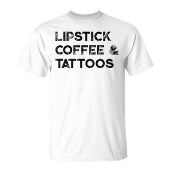 Vintage Lipstick Coffee & Tattoos Caffeine Tattoo T-shirt - Thegiftio UK