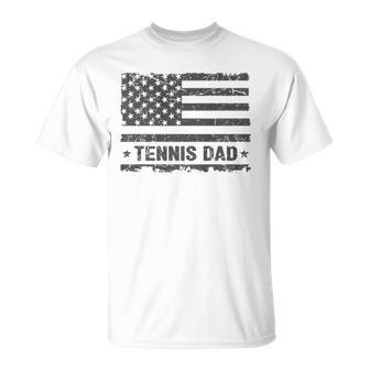 Vintage Tennis Dad America Us Flag Patriot Funny Gift Unisex T-Shirt | Mazezy