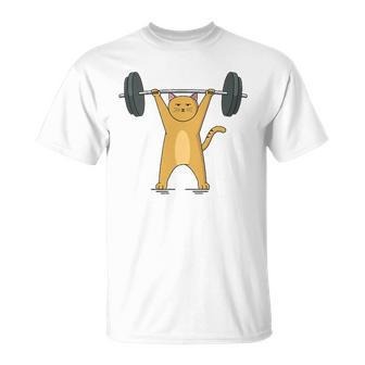 Weightlifting - Cat Barbell Fitness Lovers Gift Unisex T-Shirt | Mazezy