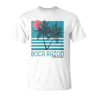 Womens Boca Raton Florida Souvenirs Fl Palm Tree Vintage Unisex T-Shirt | Mazezy